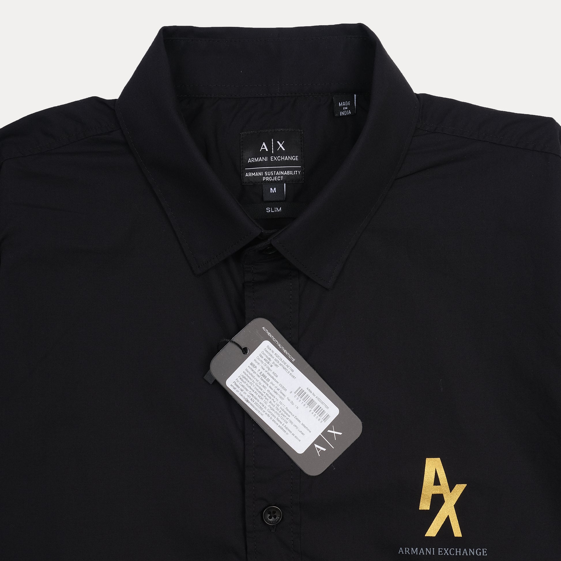 Armani Exchange Slim Fit Black Dress Shirt