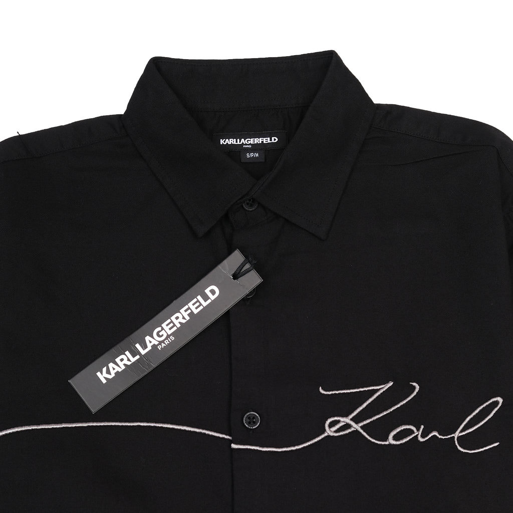 KARL LAGERFELD Elegant Midnight Black Signature Shirt