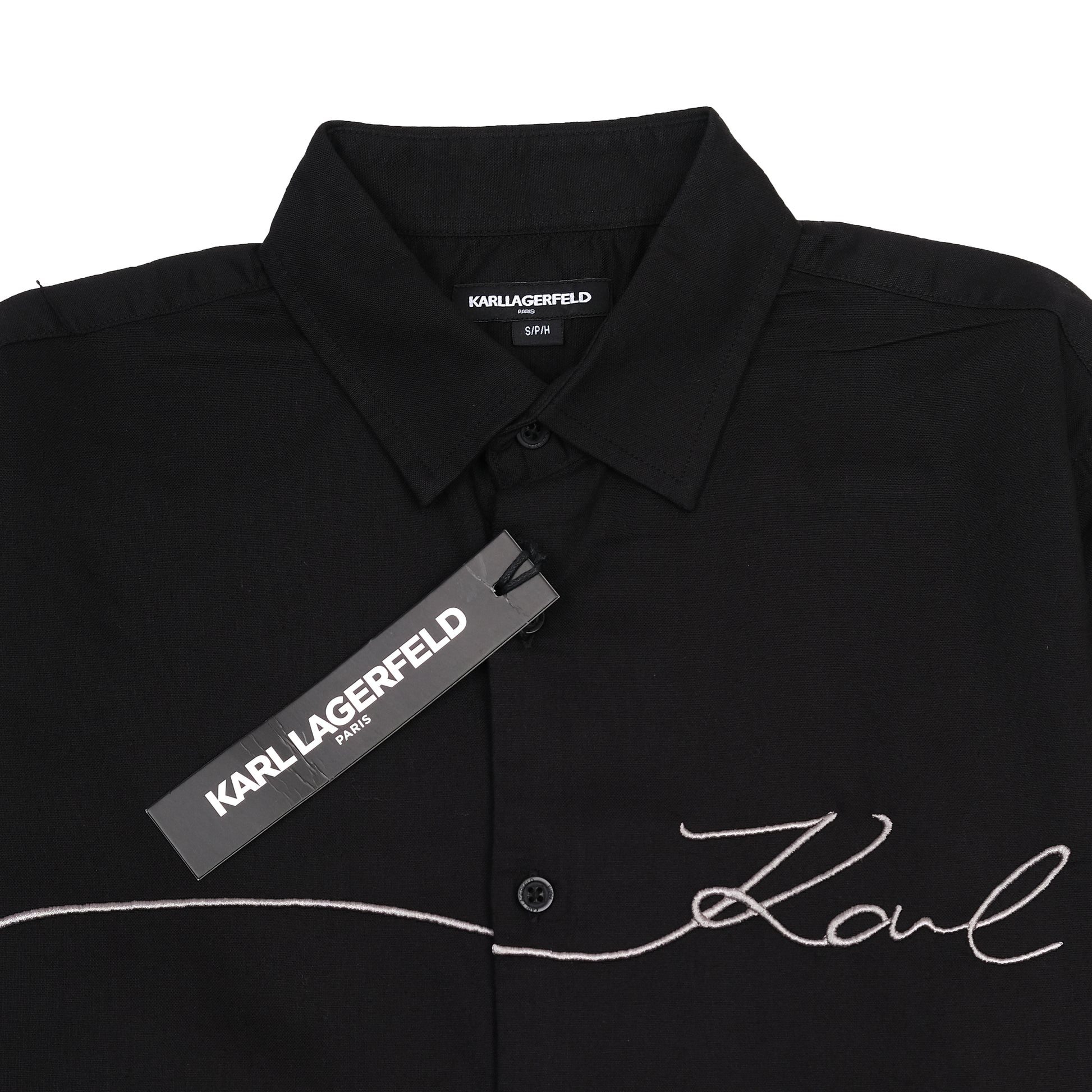 KARL LAGERFELD Elegant Midnight Black Signature Shirt