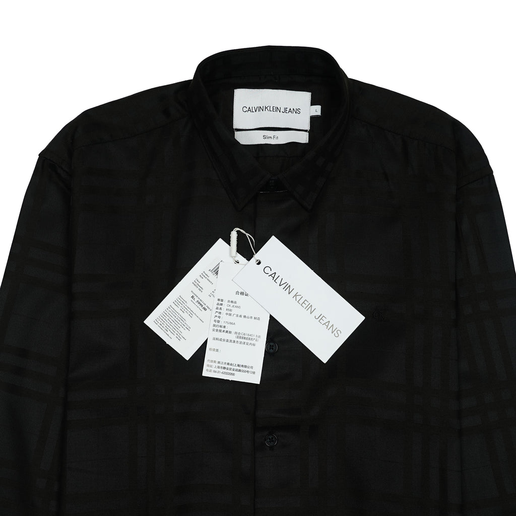 CALVIN KLEIN JEANS Prismatic Onyx Whisper Tailored Fit Long Sleeve Silk Shirt