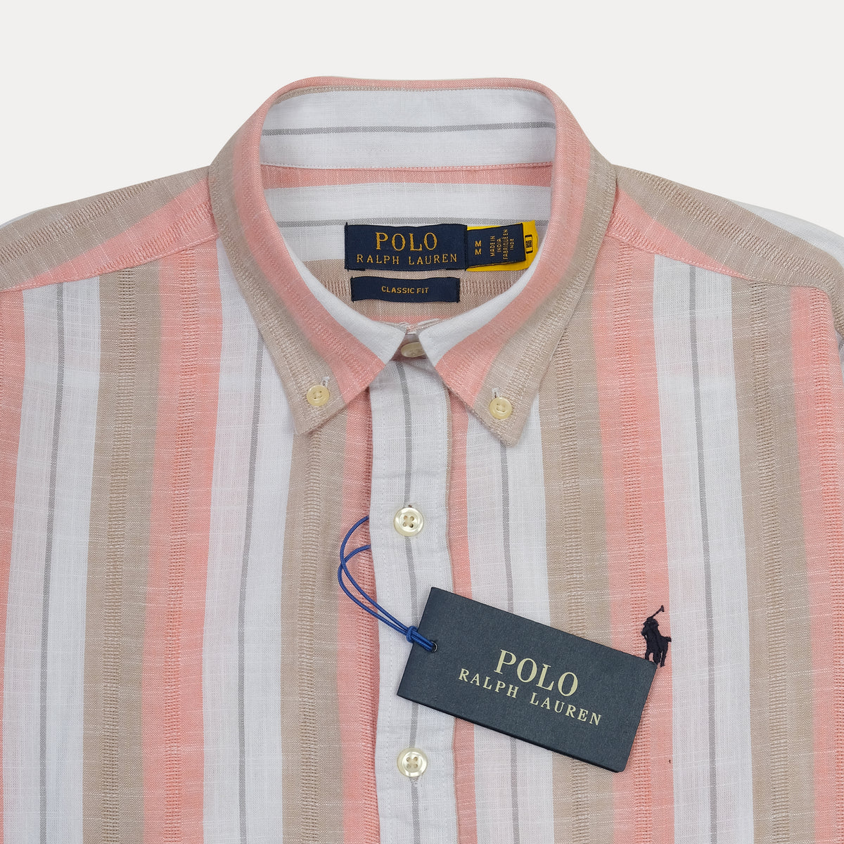 Polo Ralph Lauren Classic Fit Striped Linen Shirt in Coral Breeze