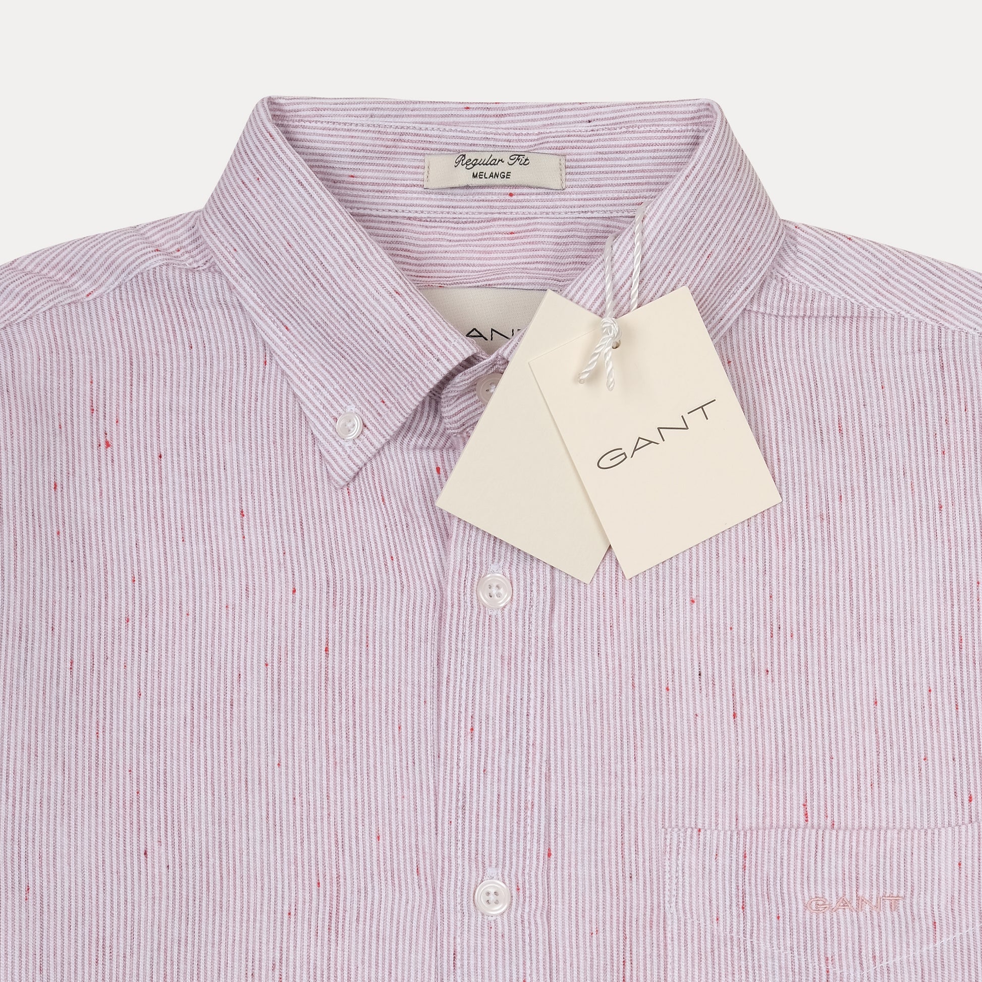 [M��lange Slub Linen] GANT Melange Stripe Shirt in Blushing Petal