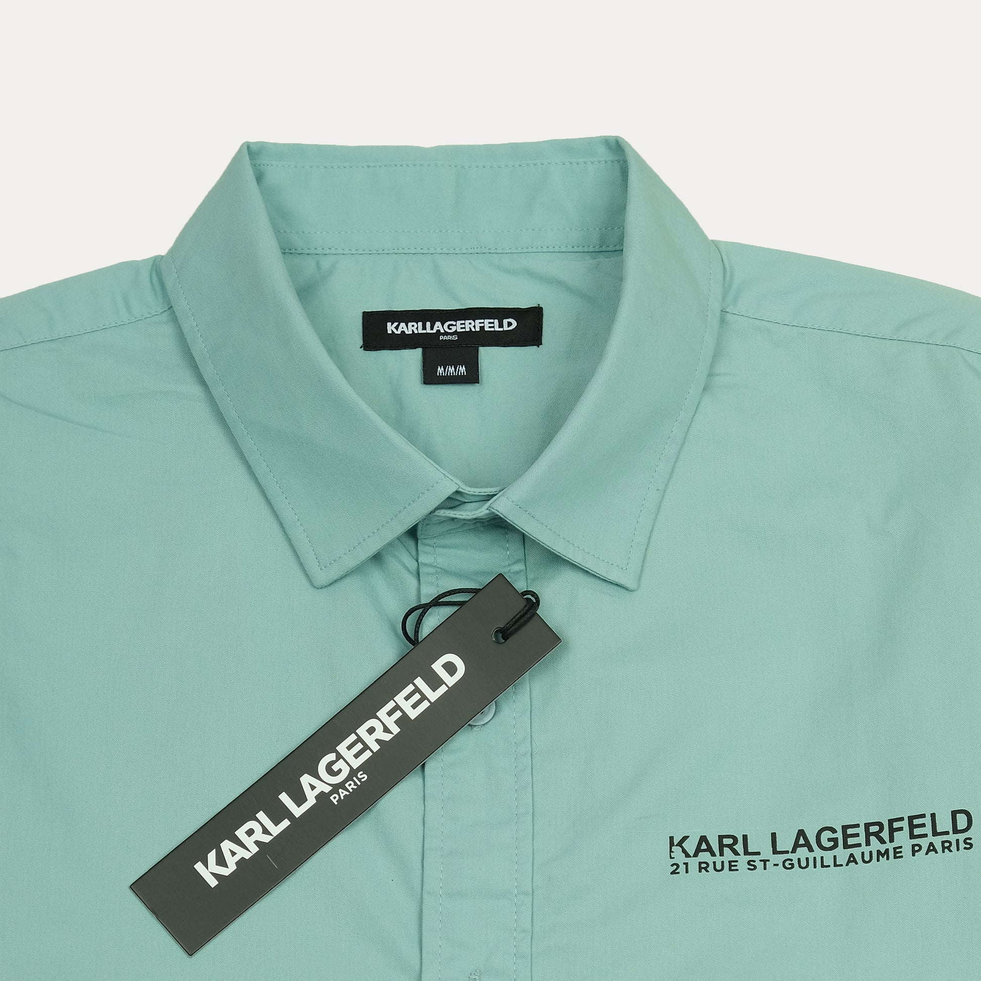 KARL LAGERFELD Breezy Aqua Button-Up Shirt