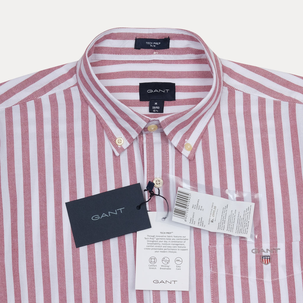 GANT Tech Prep Striped Elegance Shirt in Blush & Cream