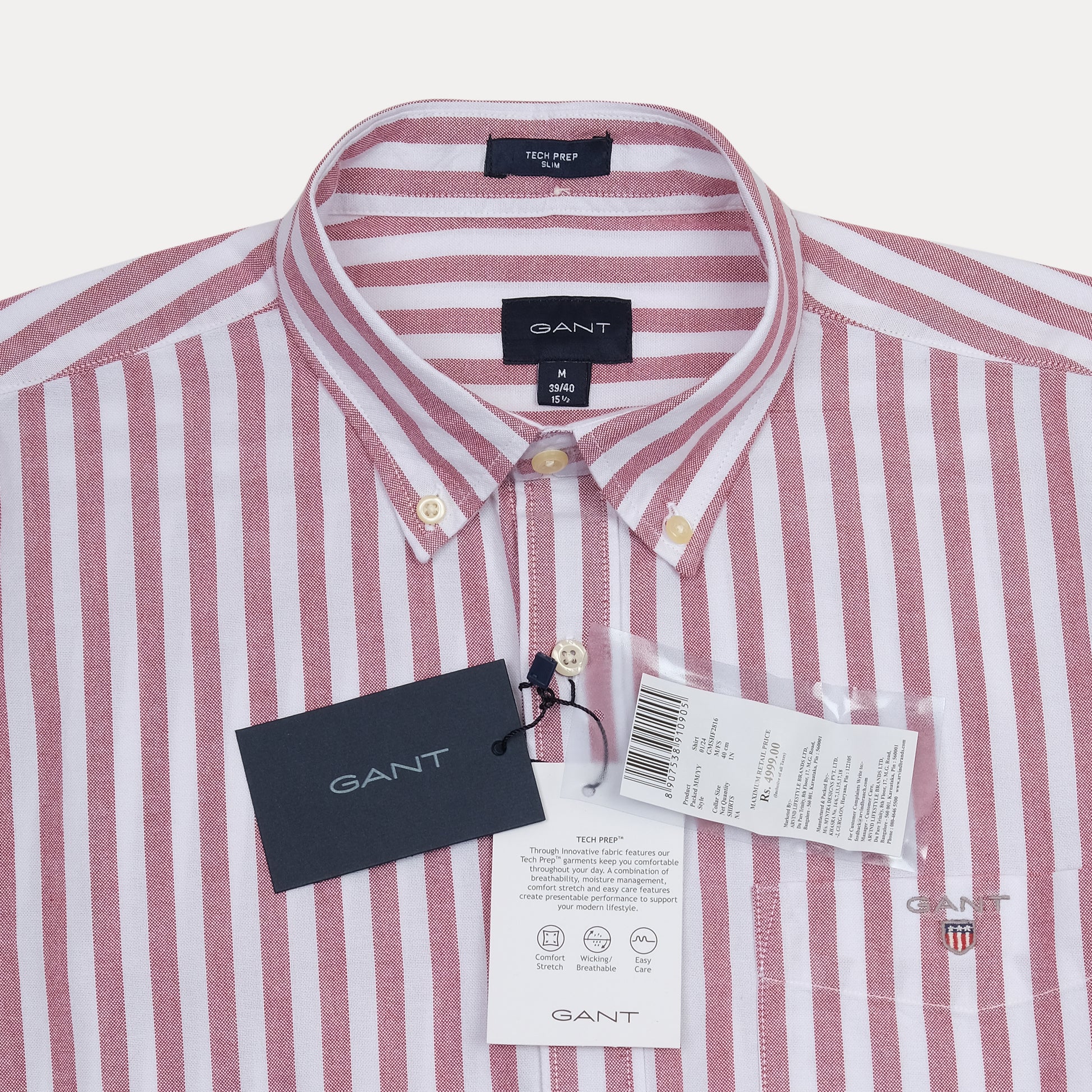 GANT Tech Prep Striped Elegance Shirt in Blush & Cream
