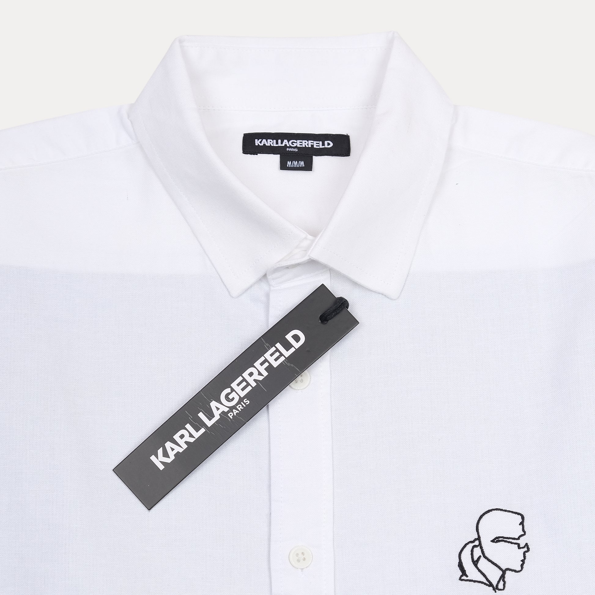 KARL LAGERFELD Chic Striped Elegance Shirt in Crisp White
