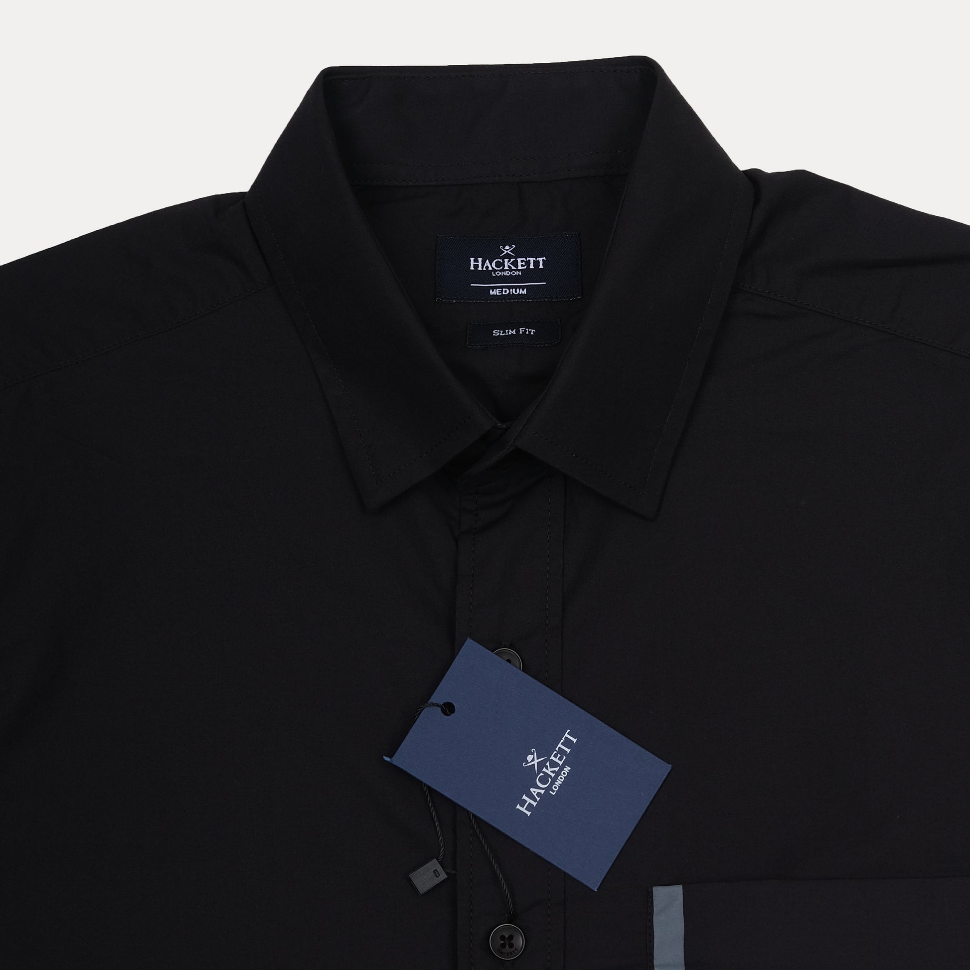 HACKETT London Slim Fit Shirt in Midnight Obsidian with Chic Pocket Detail