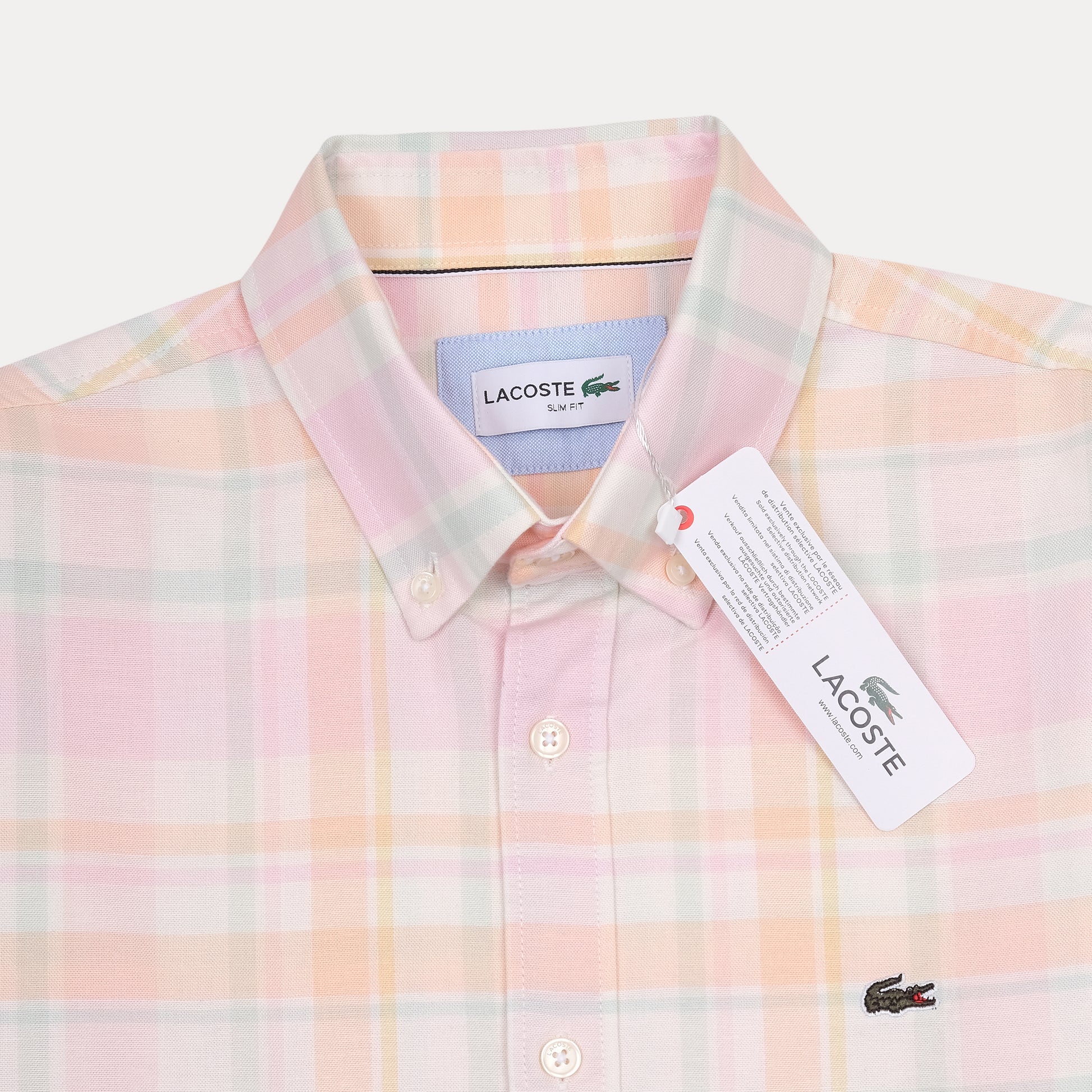 Lacoste Slim Fit Pastel Plaid Shirt - Soft Blush Harmony