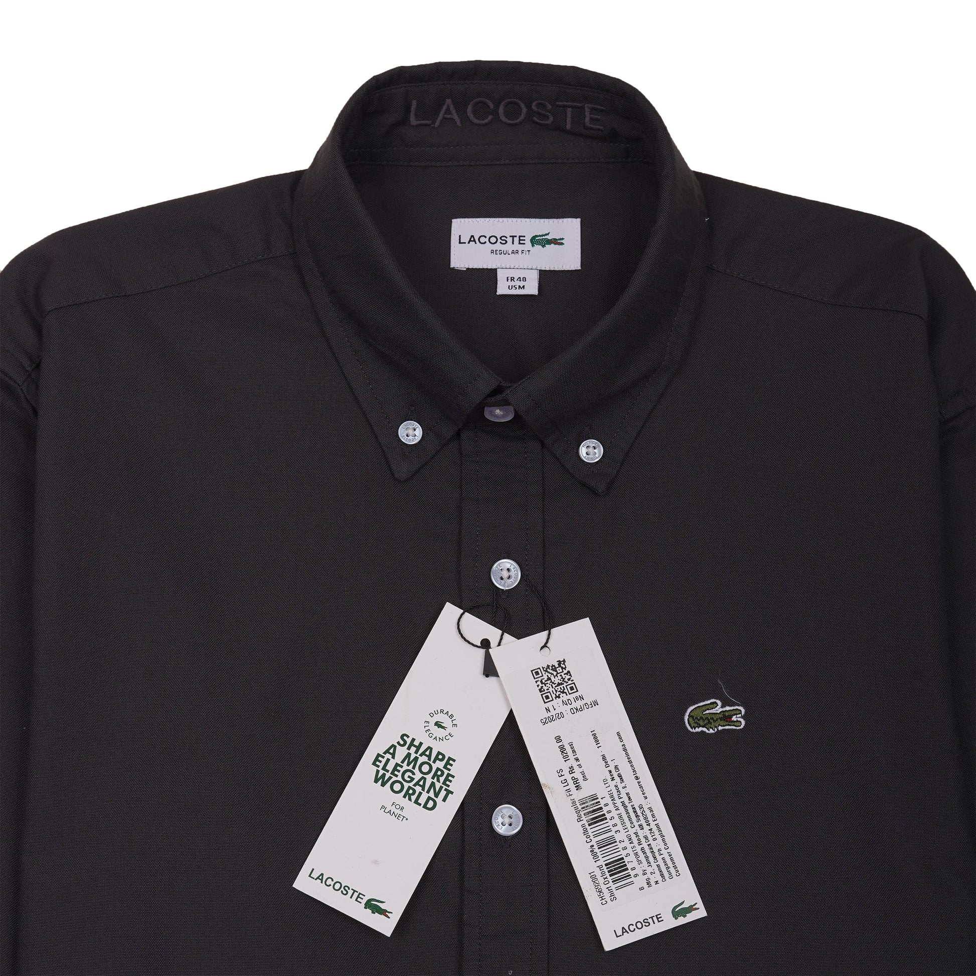 Lacoste Elegant Black Cotton Shirt