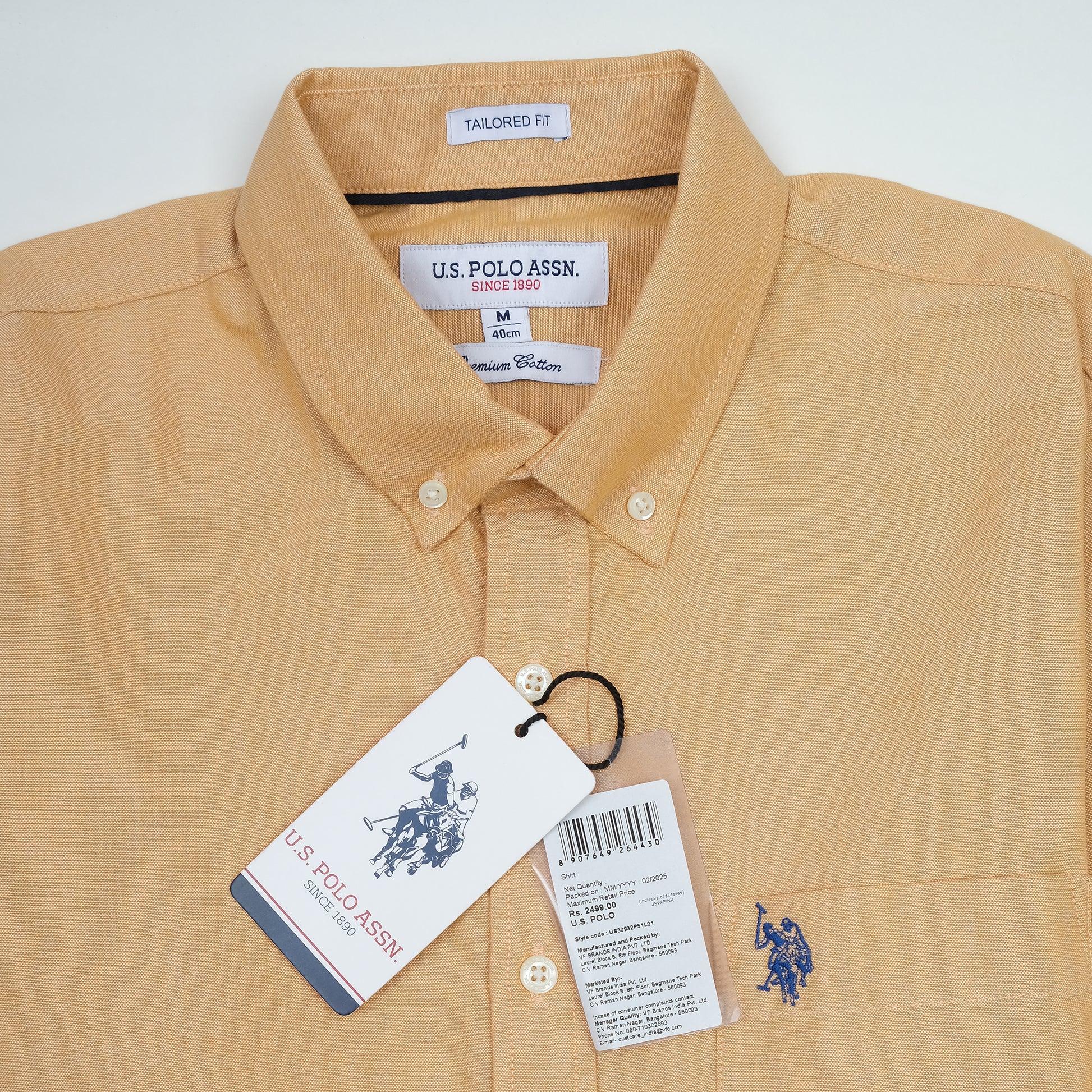 U.S. Polo Assn. Tailored Fit Button-Down Shirt in Soft Yellow
