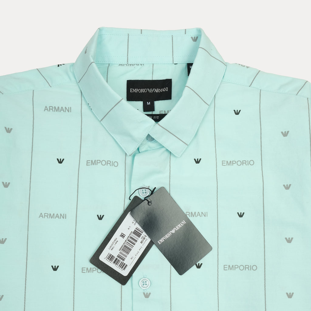 EMPORIO ARMANI Mint Printed Long Sleeve Shirt