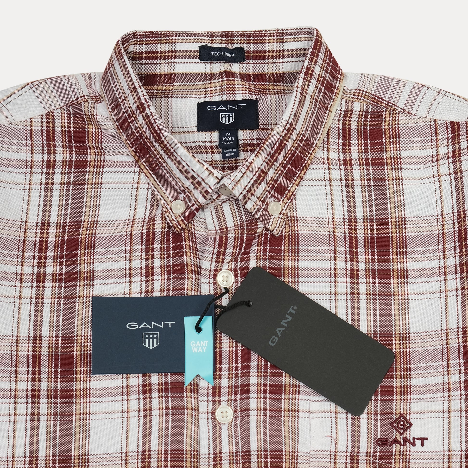 GANT Rustic Plaid Button-Up Shirt in Autumnal Crimson