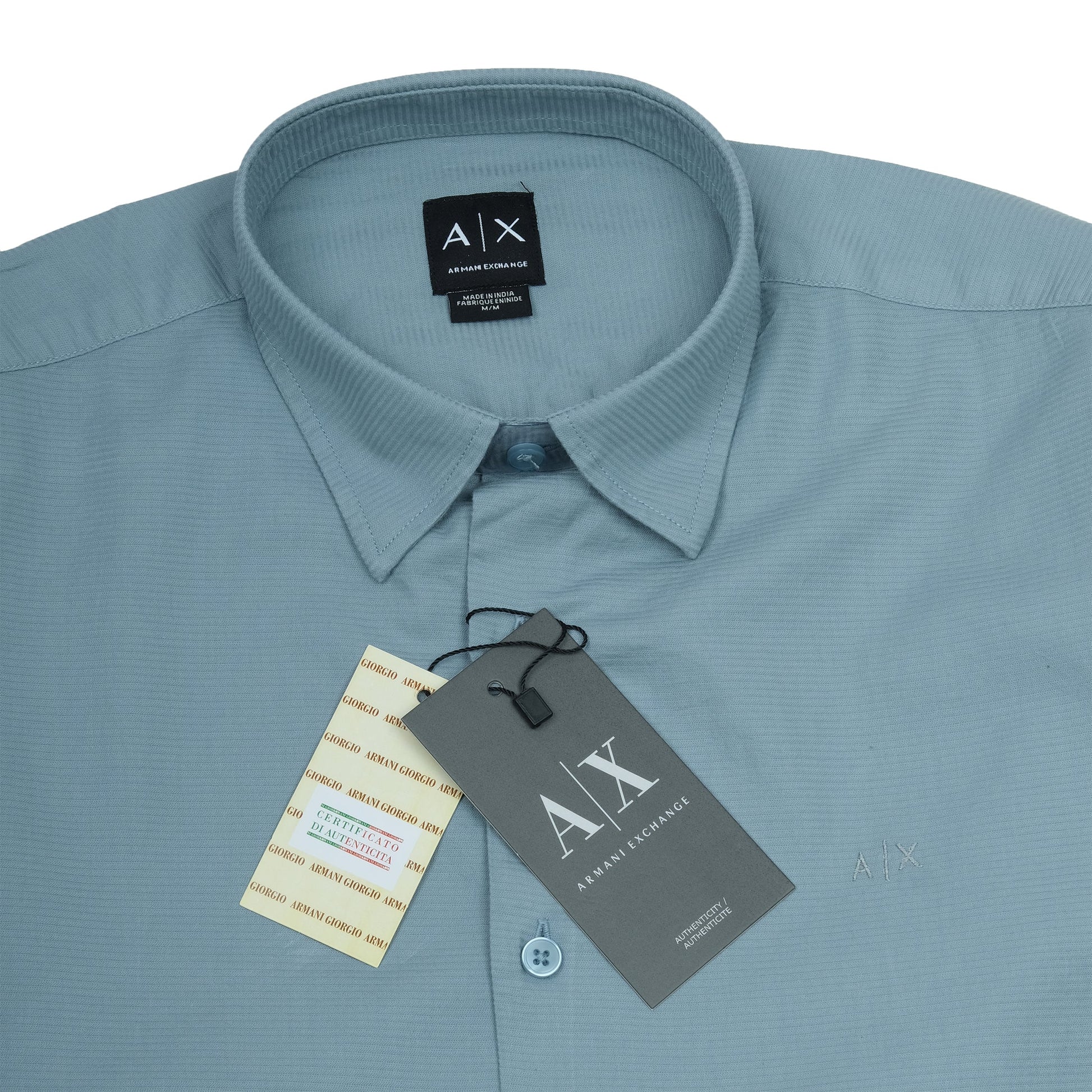 Armani Exchange Elegant Sky Blue Button-Up Shirt