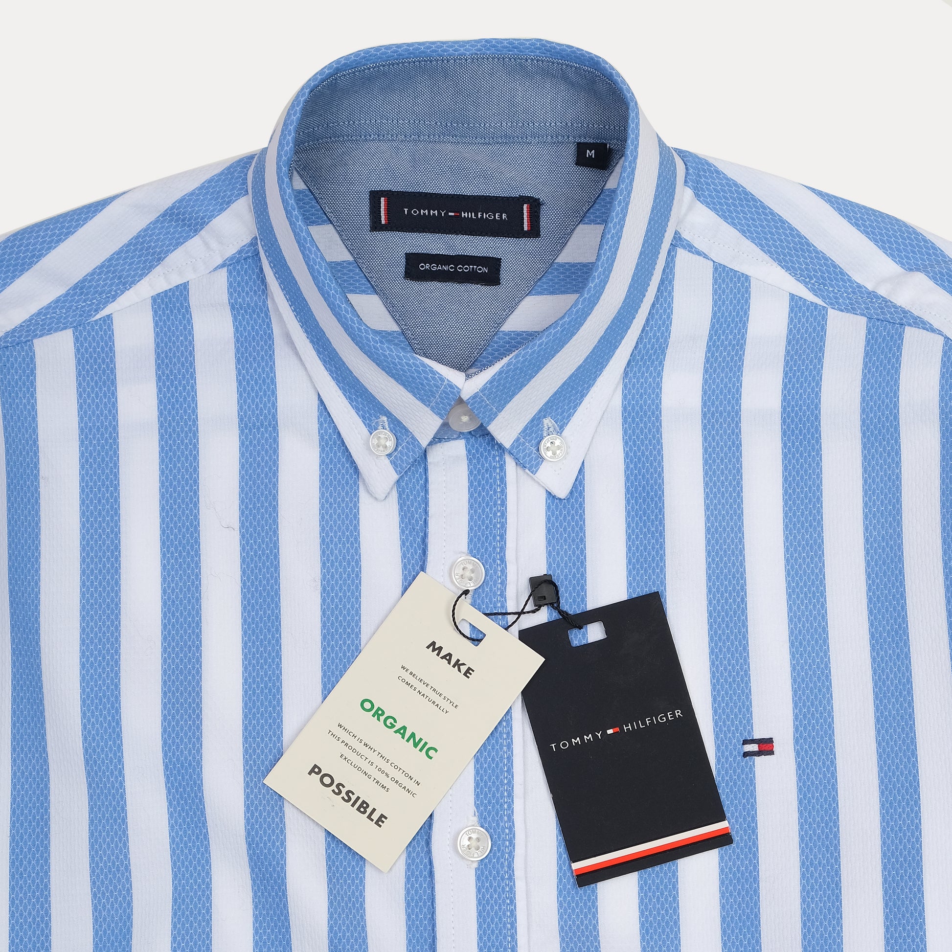 Tommy Hilfiger Organic Cotton Striped Shirt in Sky Blue Bliss