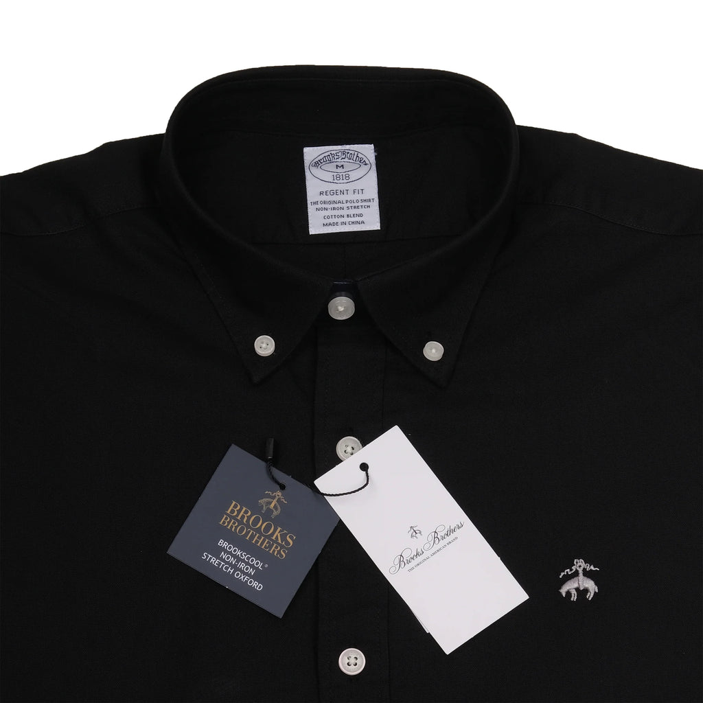 Brooks Brothers Elegant Stretch Oxford Shirt in Midnight Black