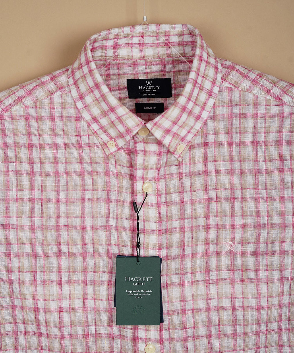 HACKETT Aurelian Mist Tailored Fit Long Sleeve Linen Shirt