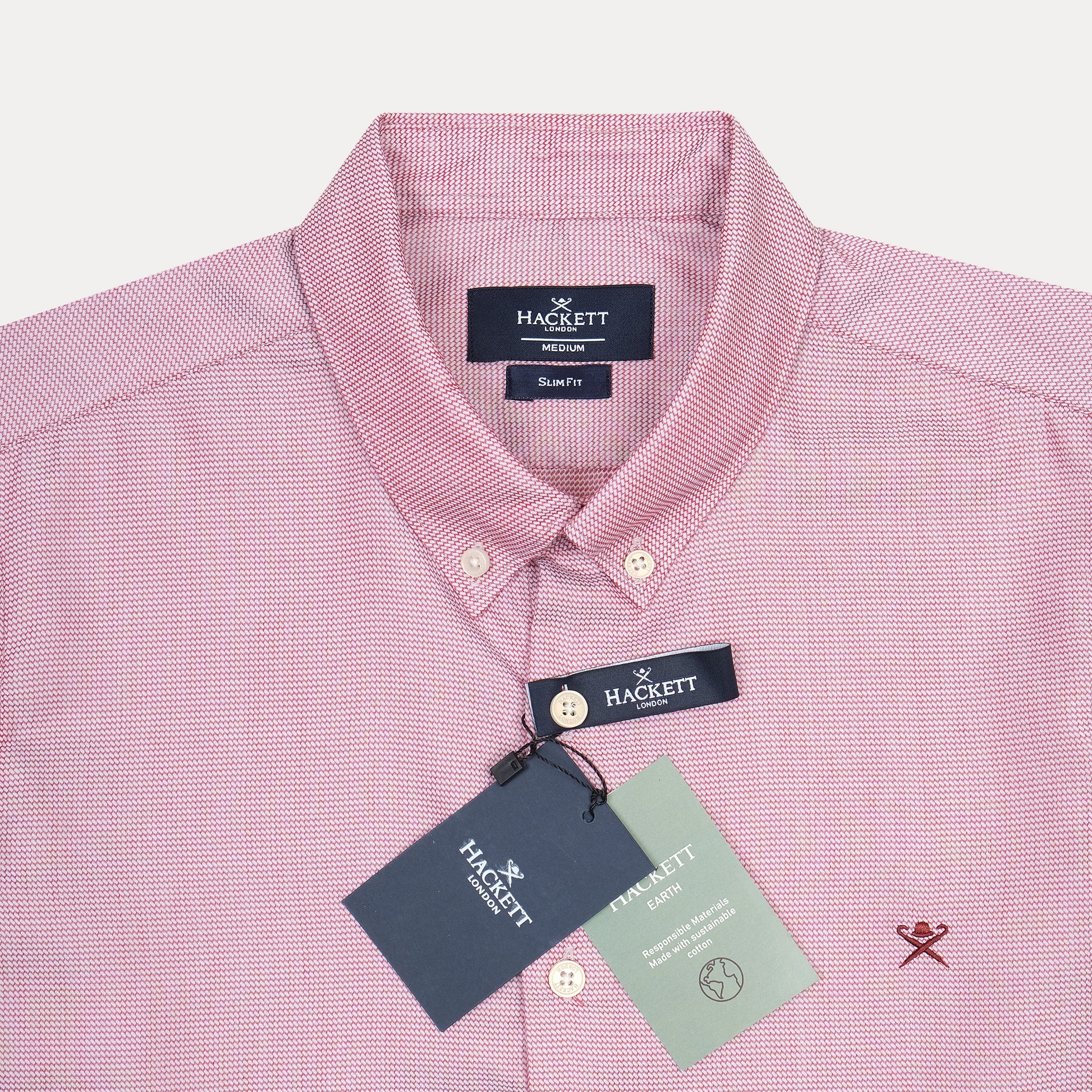 HACKETT Charming Raspberry Textured Slim Fit Shirt