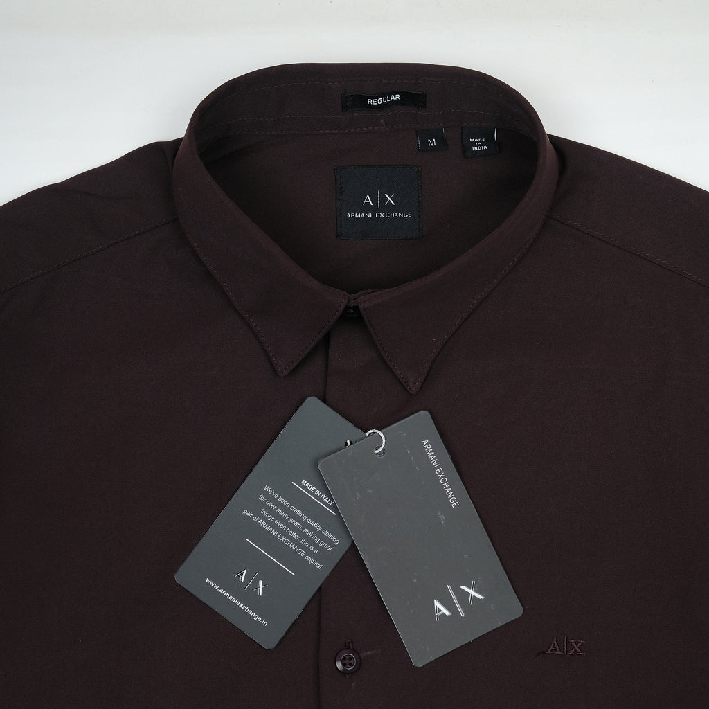 Armani Exchange Elegant Merlot Button-Up Shirt