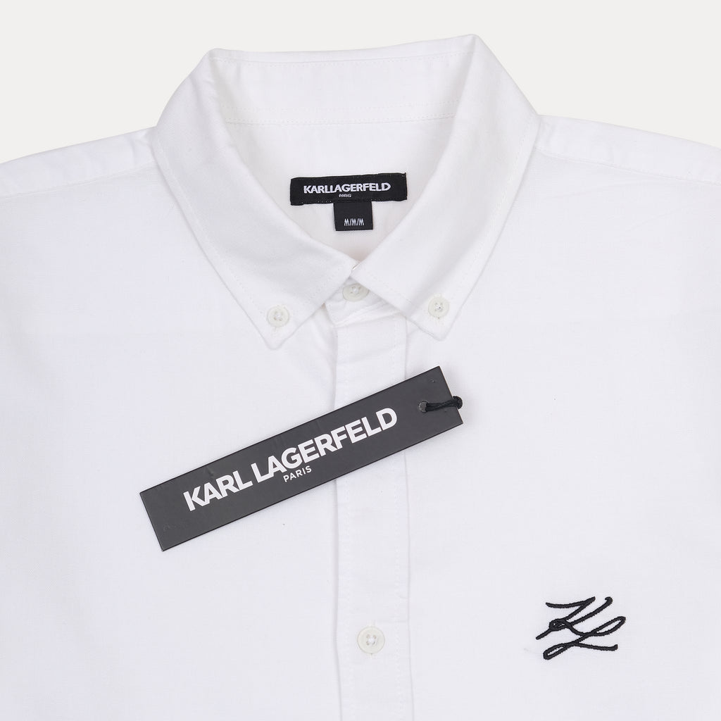 Karl Lagerfeld Elegant White Cotton Button-Up Shirt