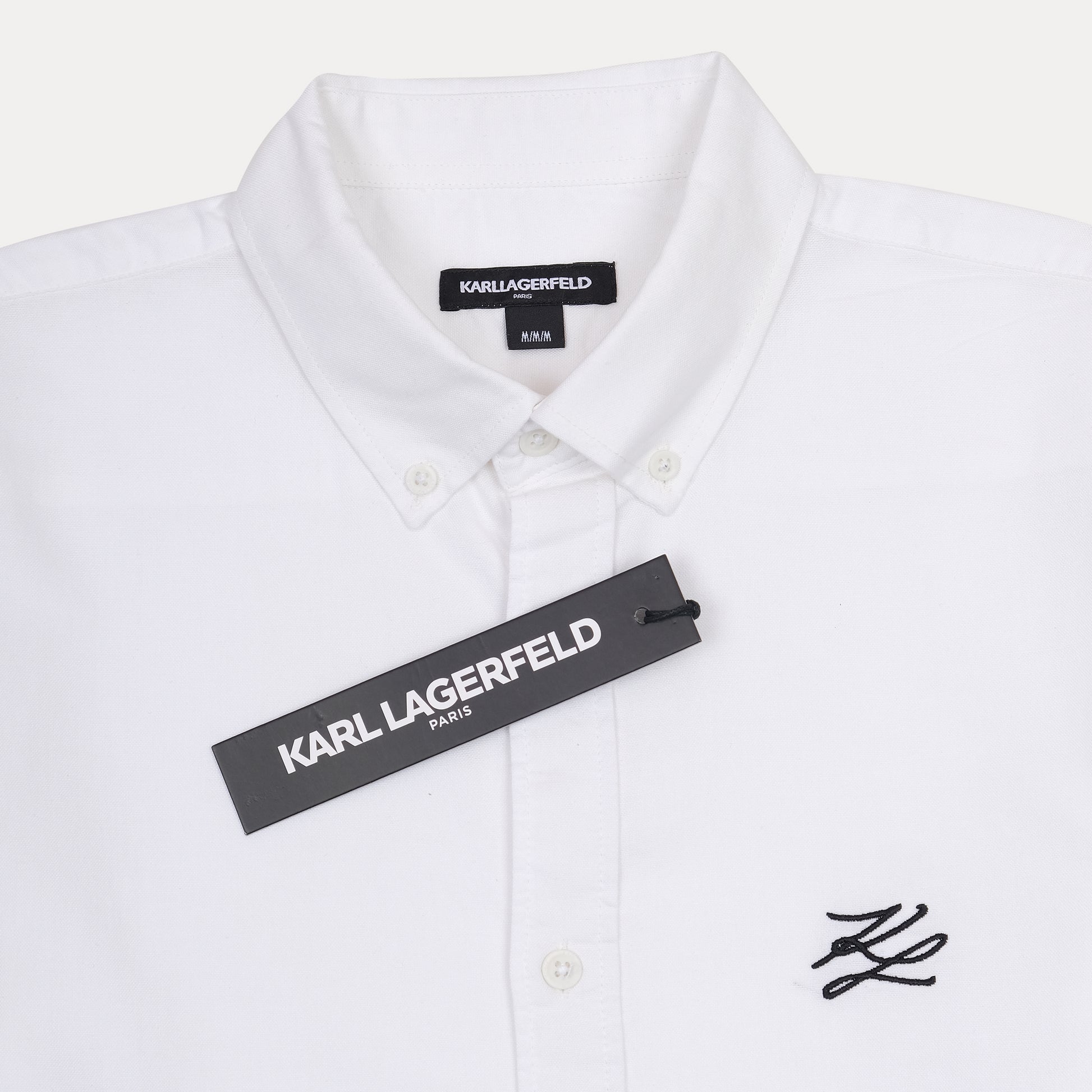 Karl Lagerfeld Elegant White Cotton Button-Up Shirt
