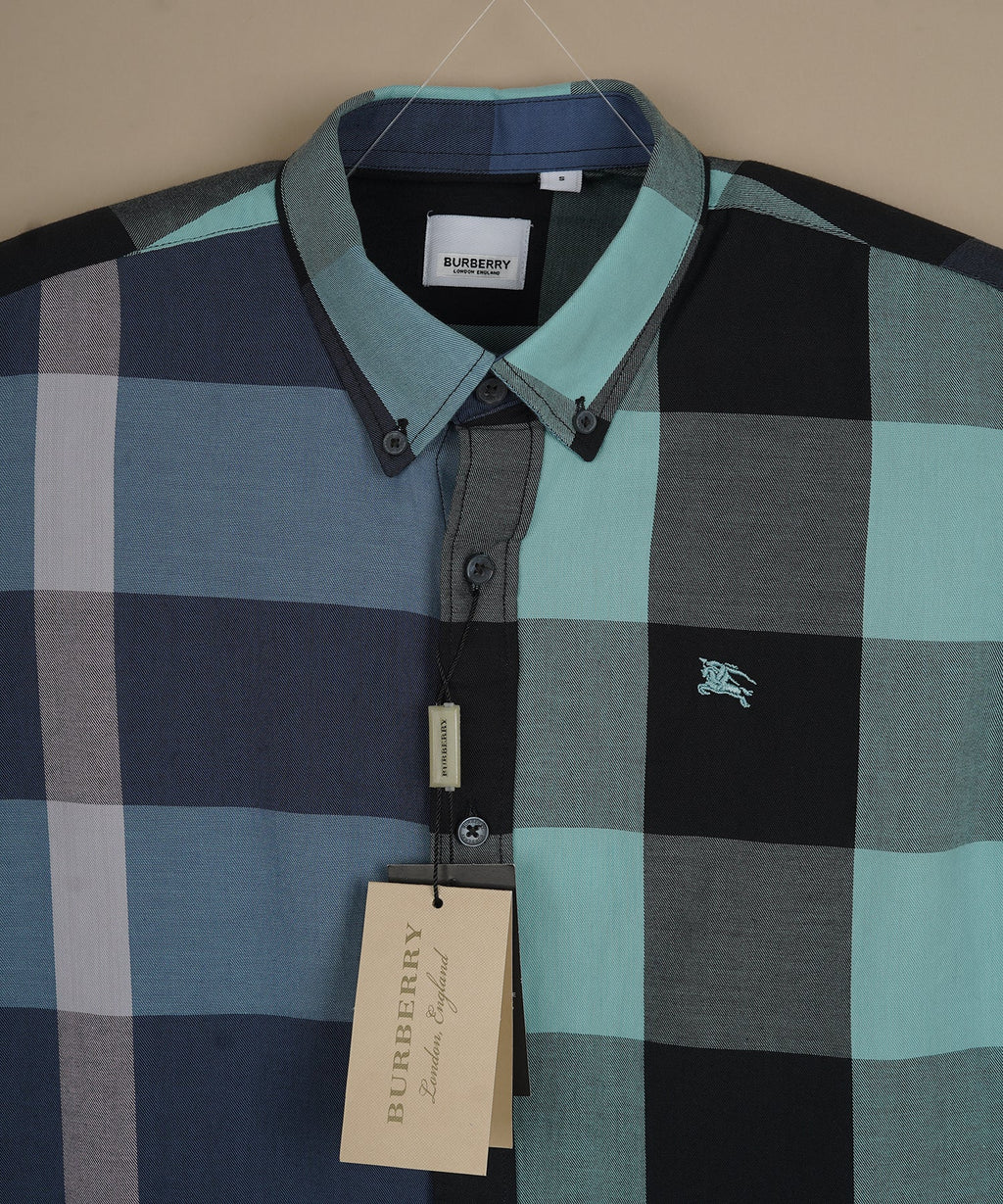 BURBERRY Prismatic Aqua Tailored Fit Long Sleeve Check Shirt