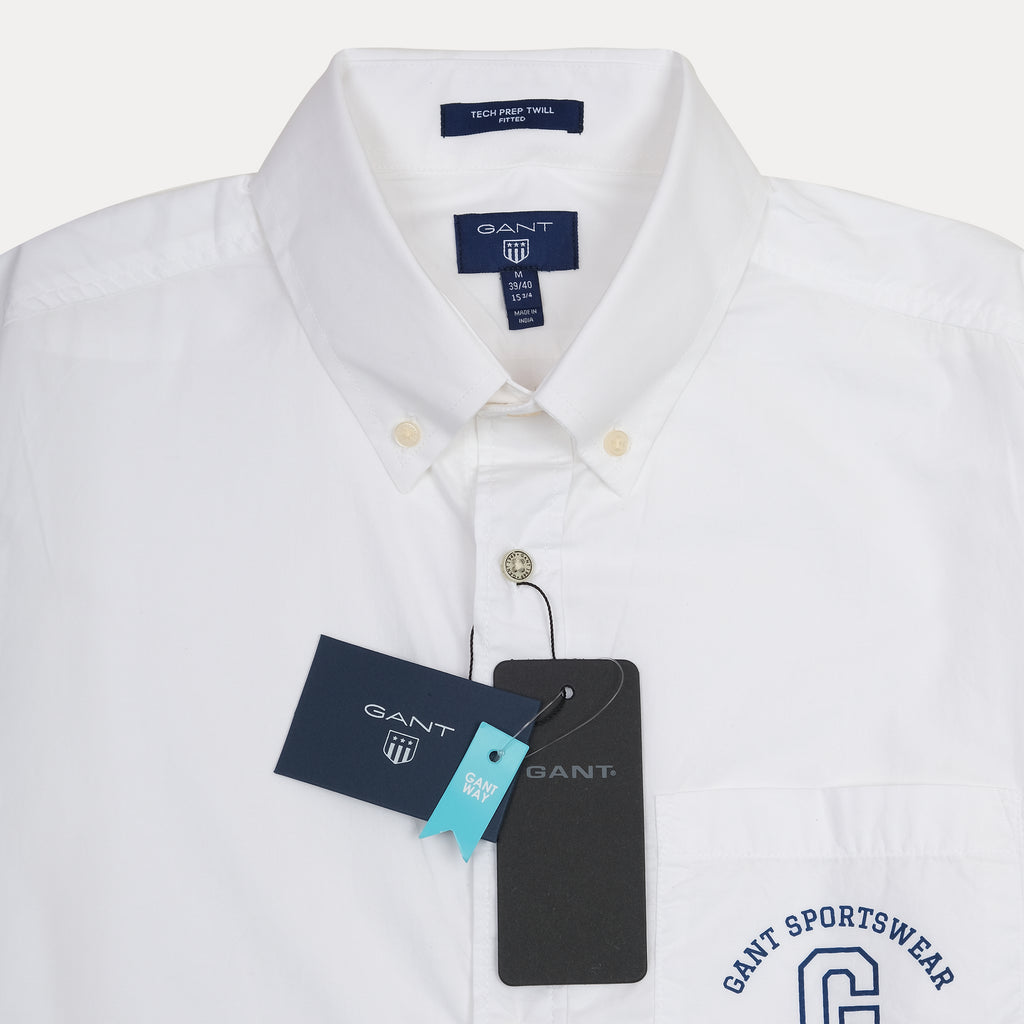 GANT Tech Prep Twill Shirt - Crisp Cloud White Elegance