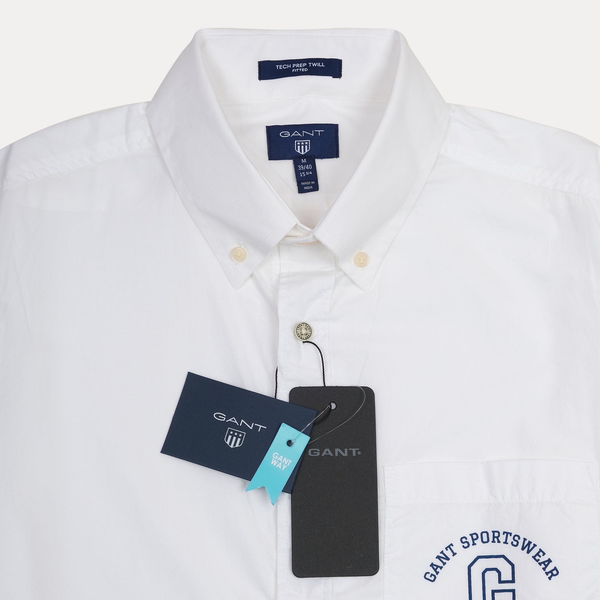 GANT Tech Prep Twill Shirt - Crisp Cloud White Elegance