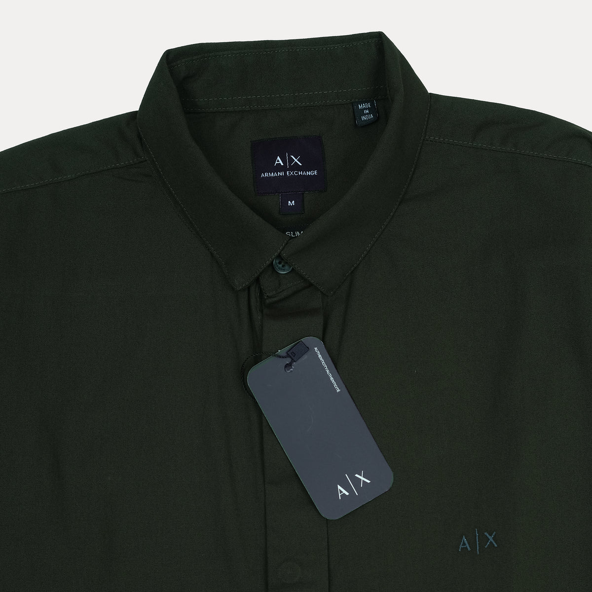 A|X Men's Long Sleeve Button-Up Shirt in Dark Green