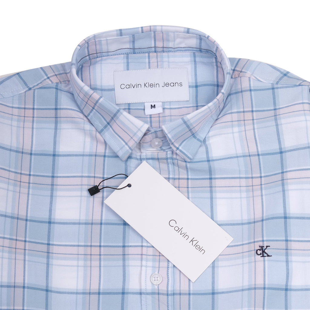 CALVIN KLEIN Tranquil Aqua Tailored Fit Long Sleeve Check Shirt