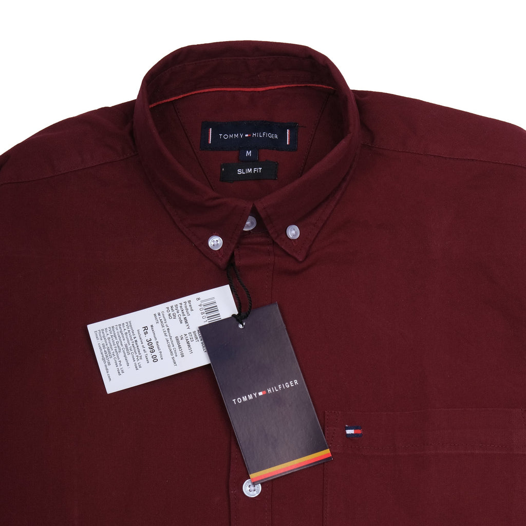 TOMMY HILFIGER Crimson Velvet Slim Fit Button-Down Shirt