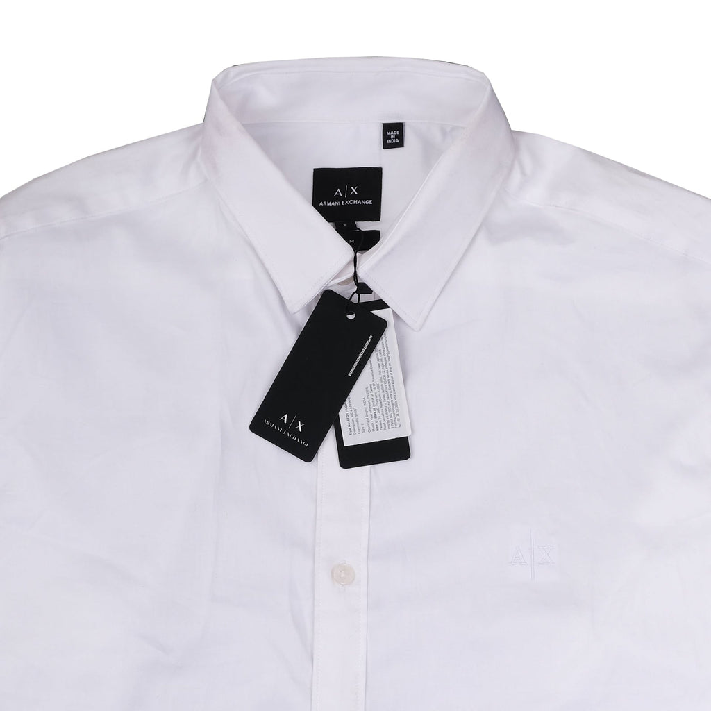 ARMANI EXCHANGE Crystal White Classic Fit Long Sleeve Shirt