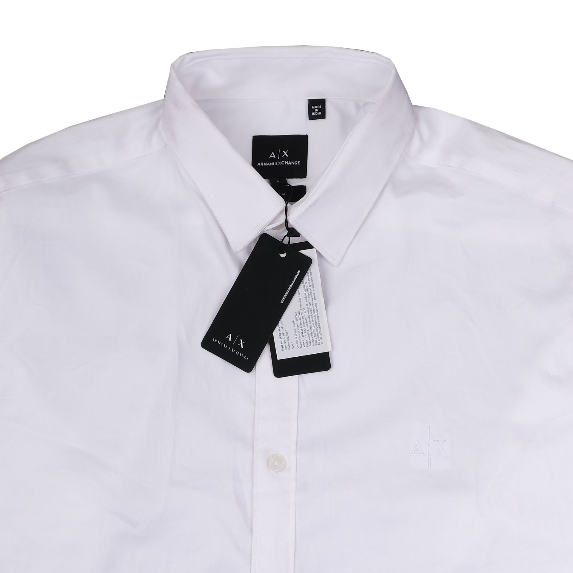 ARMANI EXCHANGE Crystal White Classic Fit Long Sleeve Shirt