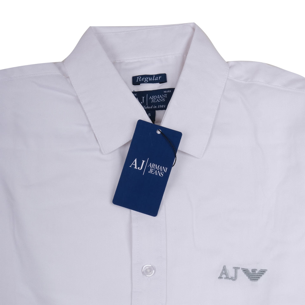 AJ ARMANI JEANS Arctic White Classic Fit Long Sleeve Button-Up Shirt