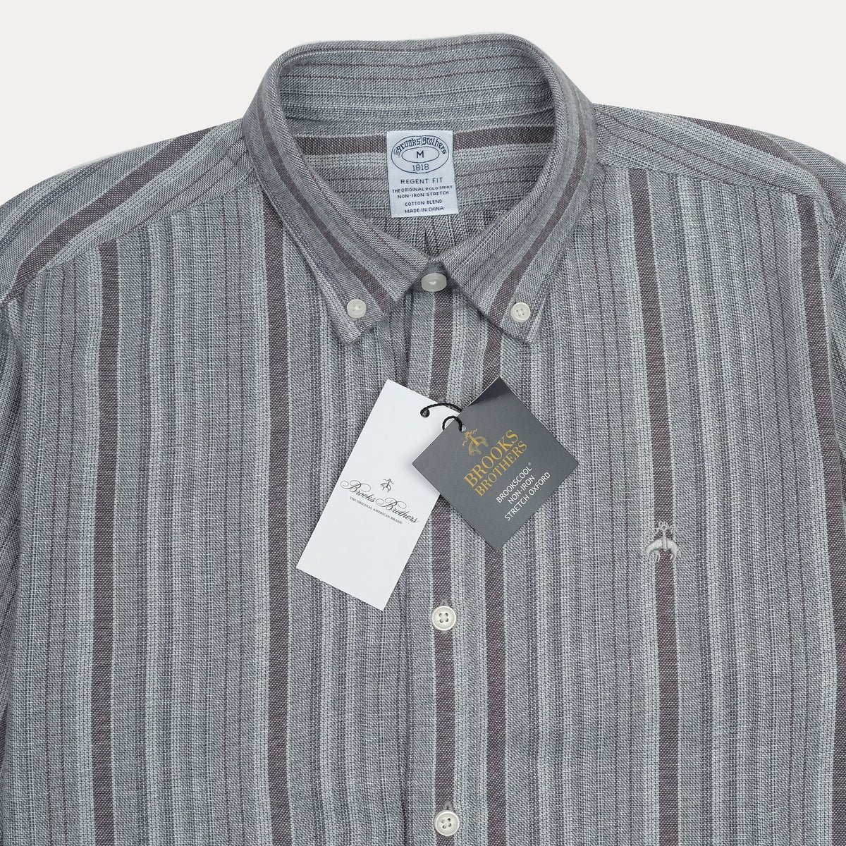 BROOKS BROTHERS Ethereal Ash Tailored Fit Long Sleeve Button-Down Shirt