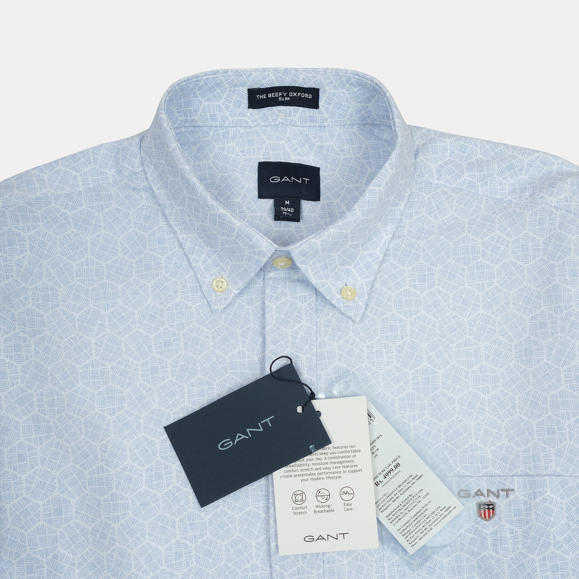 GANT Serene Turquoise Tailored Fit Long Sleeve Oxford Shirt
