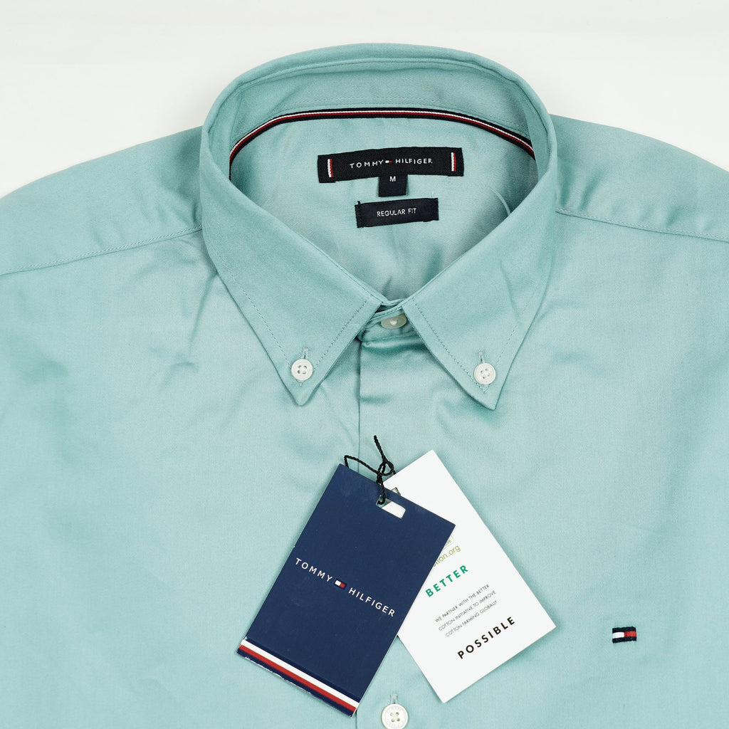 TOMMY HILFIGER Whimsical Teal Classic Fit Long Sleeve Button-Down Shirt