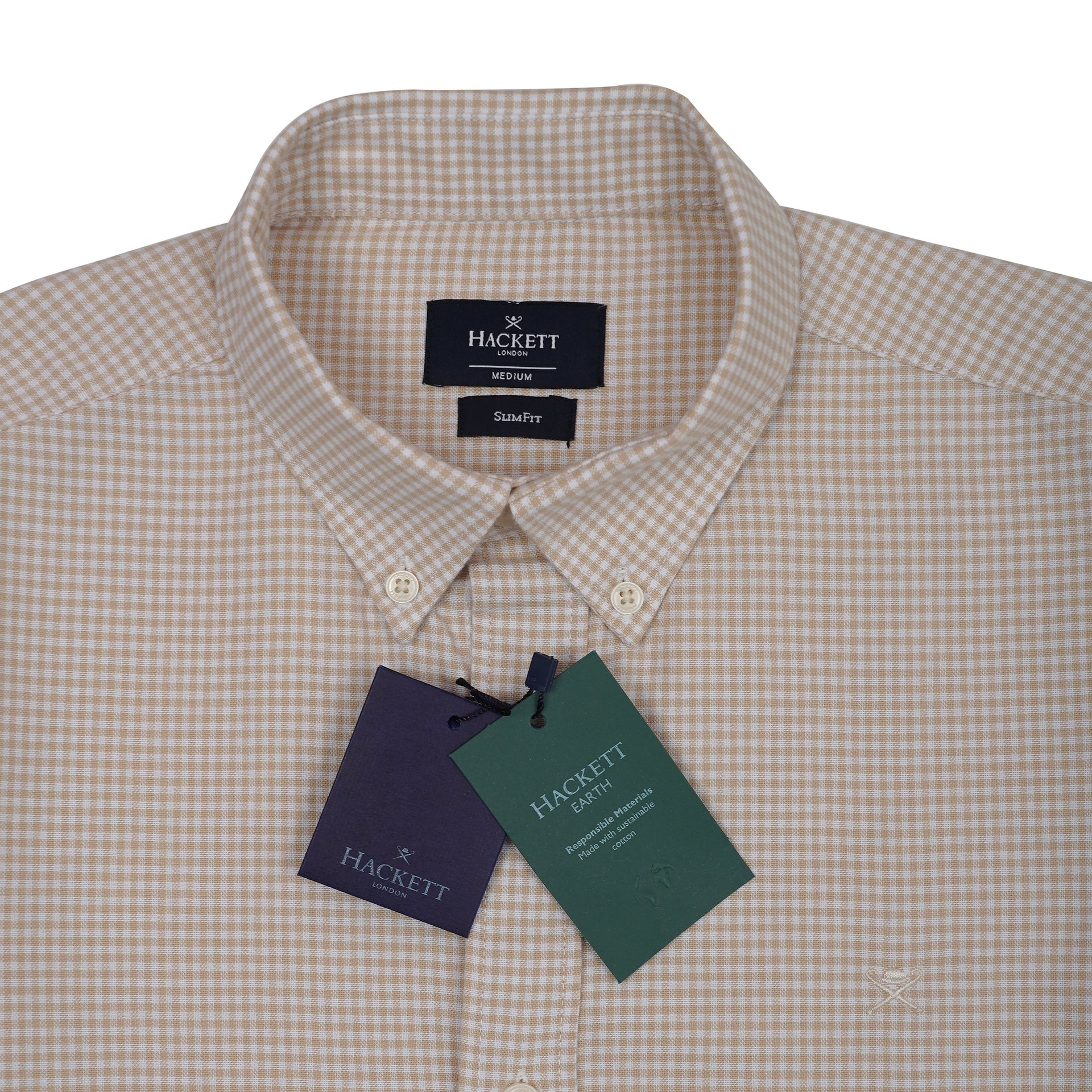 HACKETT Sunbeam Almond Tailored Fit Long Sleeve Gingham Shirt