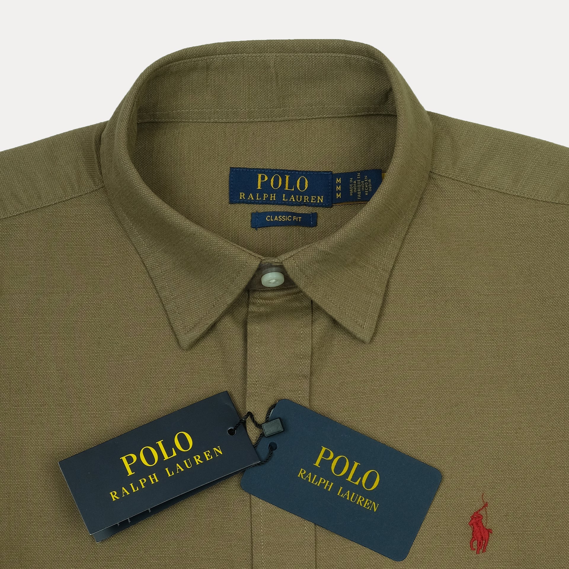 POLO RALPH LAUREN Classic Fit Olive Green Button-Up Shirt