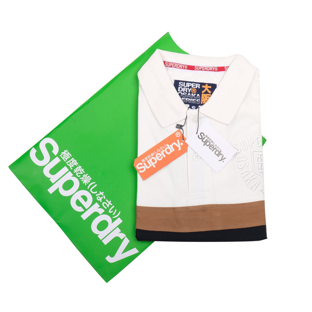 SUPERDRY Creamy Almond Slim Fit Striped Polo Shirt