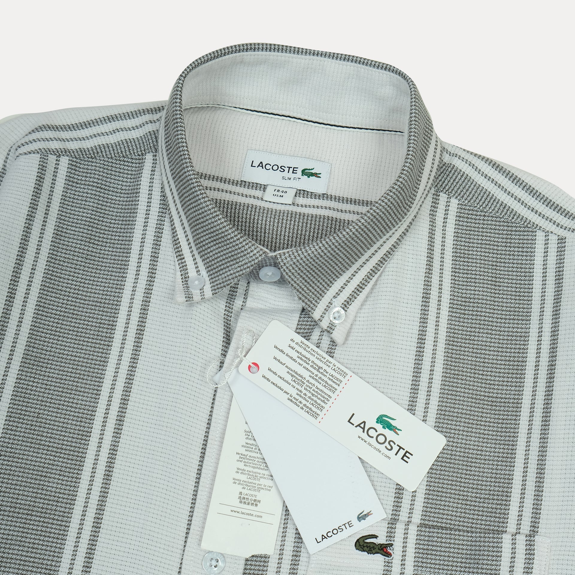 LACOSTE Serene Ash Tailored Fit Long Sleeve Button-Up Shirt