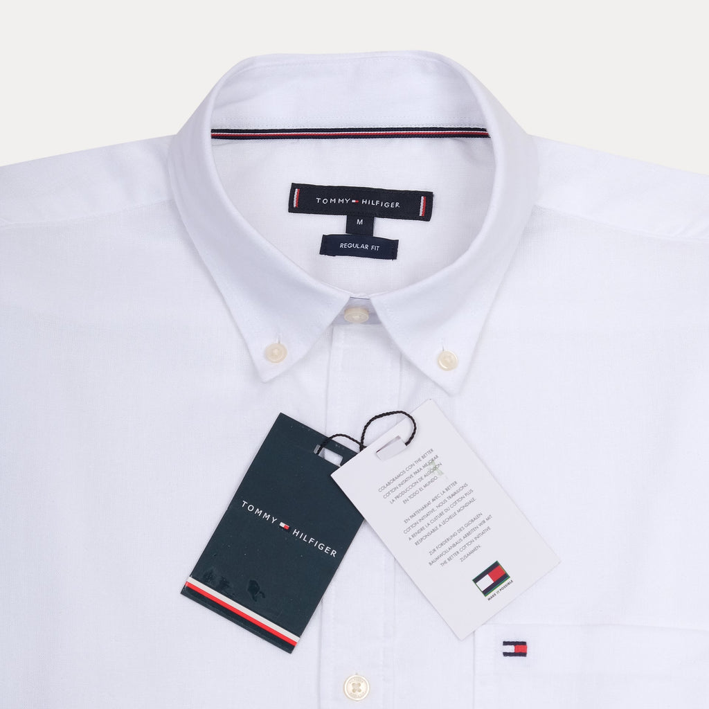 TOMMY HILFIGER Ethereal Ivory Tailored Fit Long Sleeve Button-Down Shirt