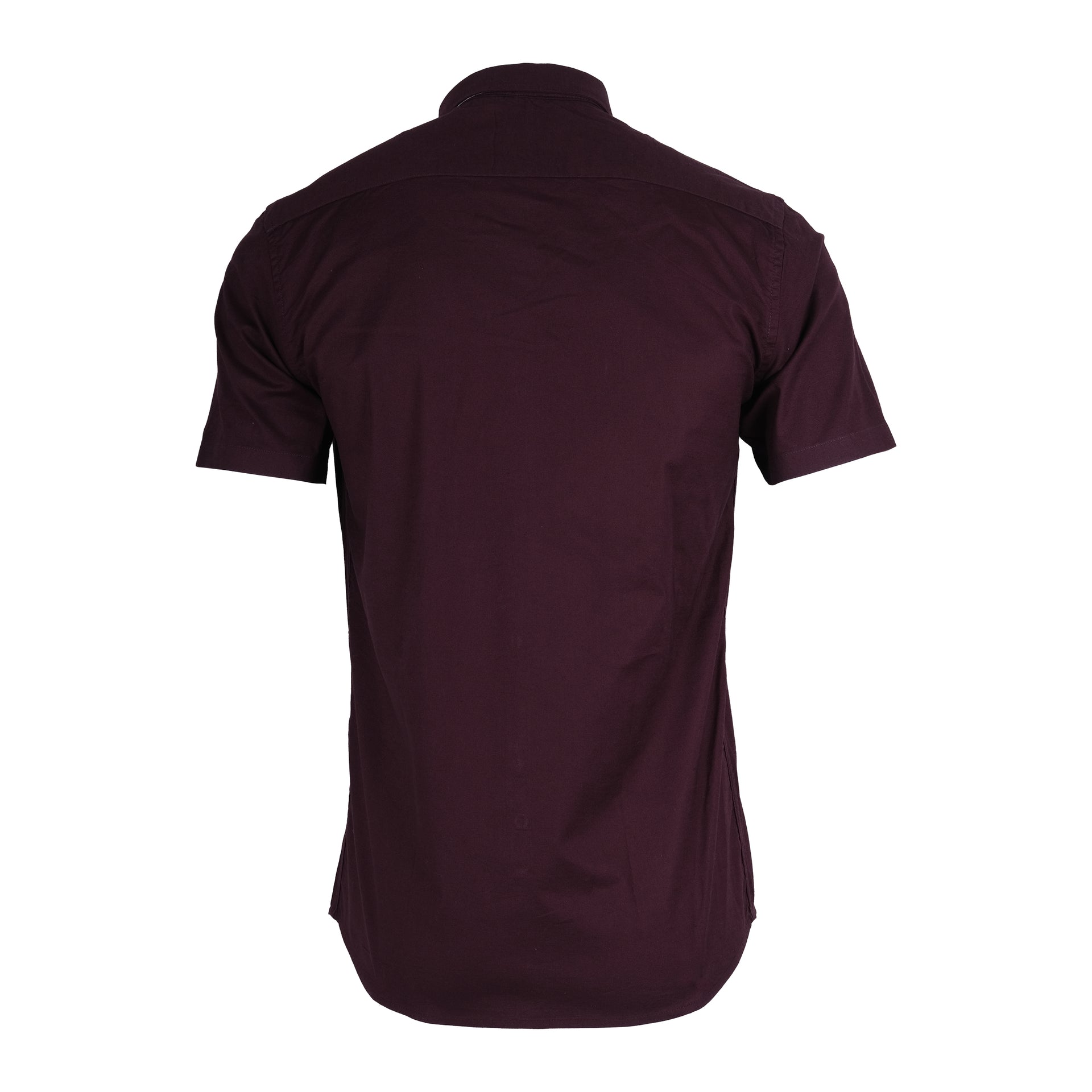 LACOSTE Deep Merlot Slim Fit Short Sleeve Button-Up Shirt