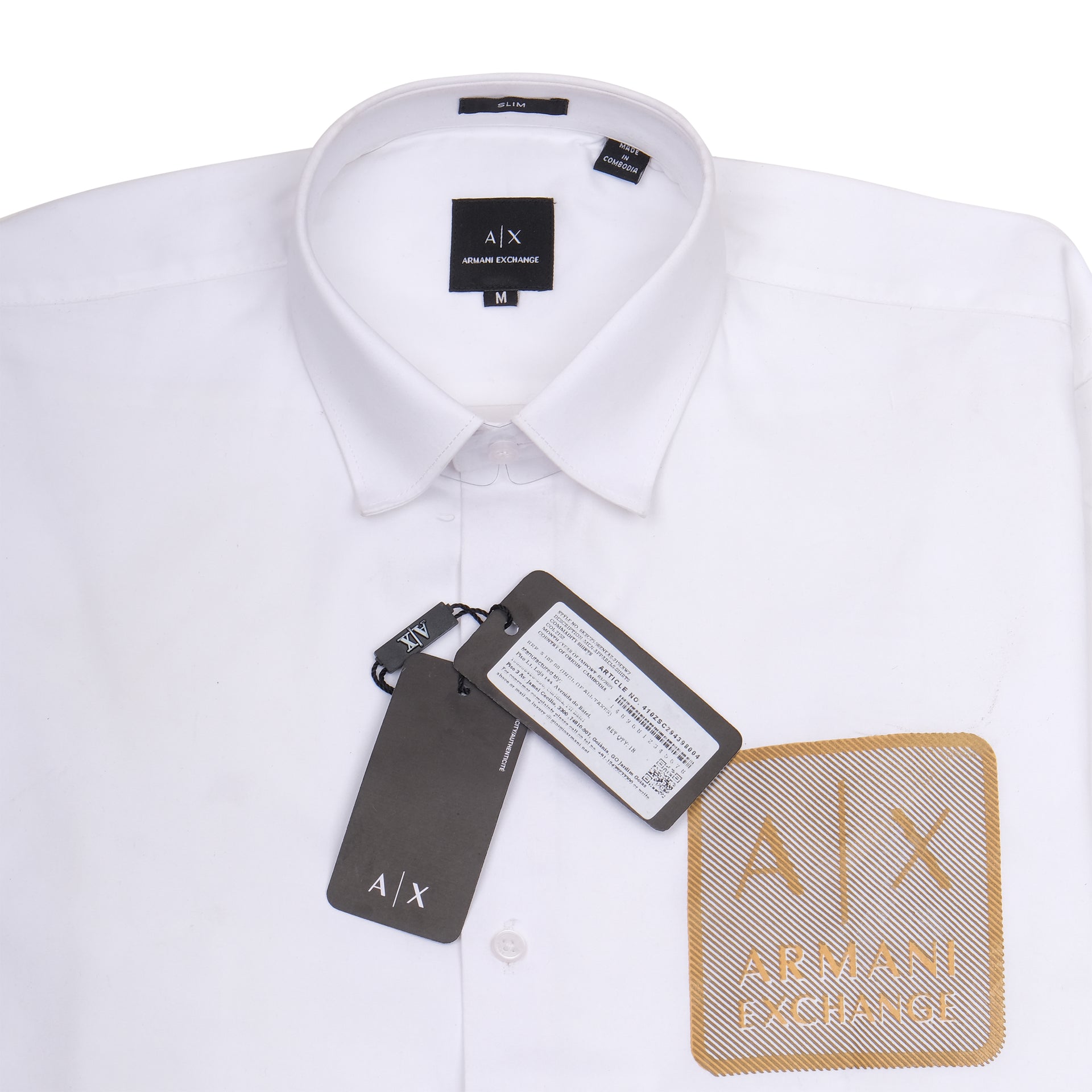 ARMANI EXCHANGE Pure Snow Classic Fit Logo Patch Dress Shirt