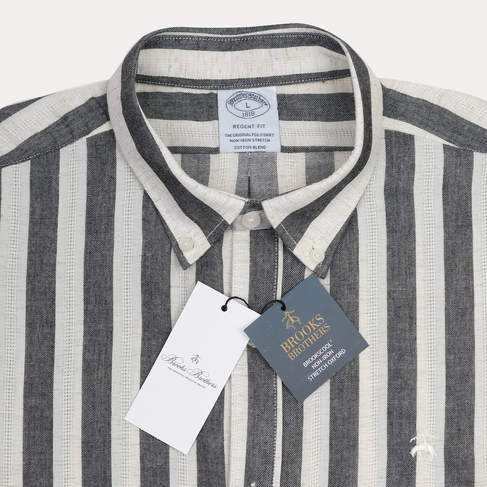 BROOKS BROTHERS Tempest Ash Tailored Fit Long Sleeve Cotton-Blend Button-Up Shirt