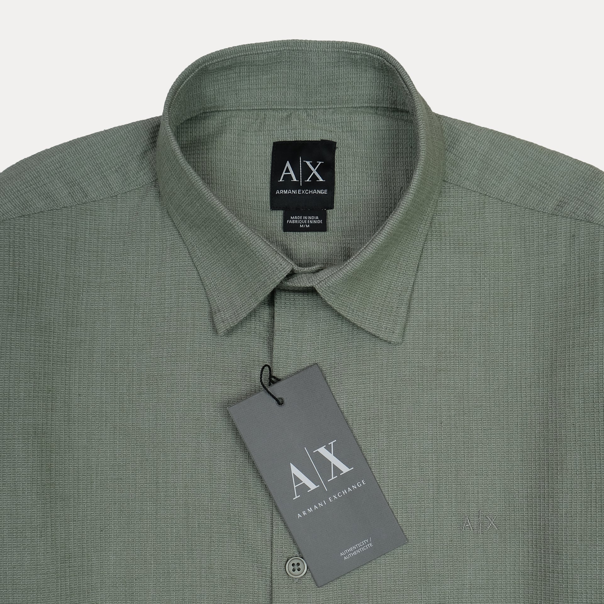 ARMANI EXCHANGE Mystic Fern Tailored Fit Long Sleeve Textured Shirt