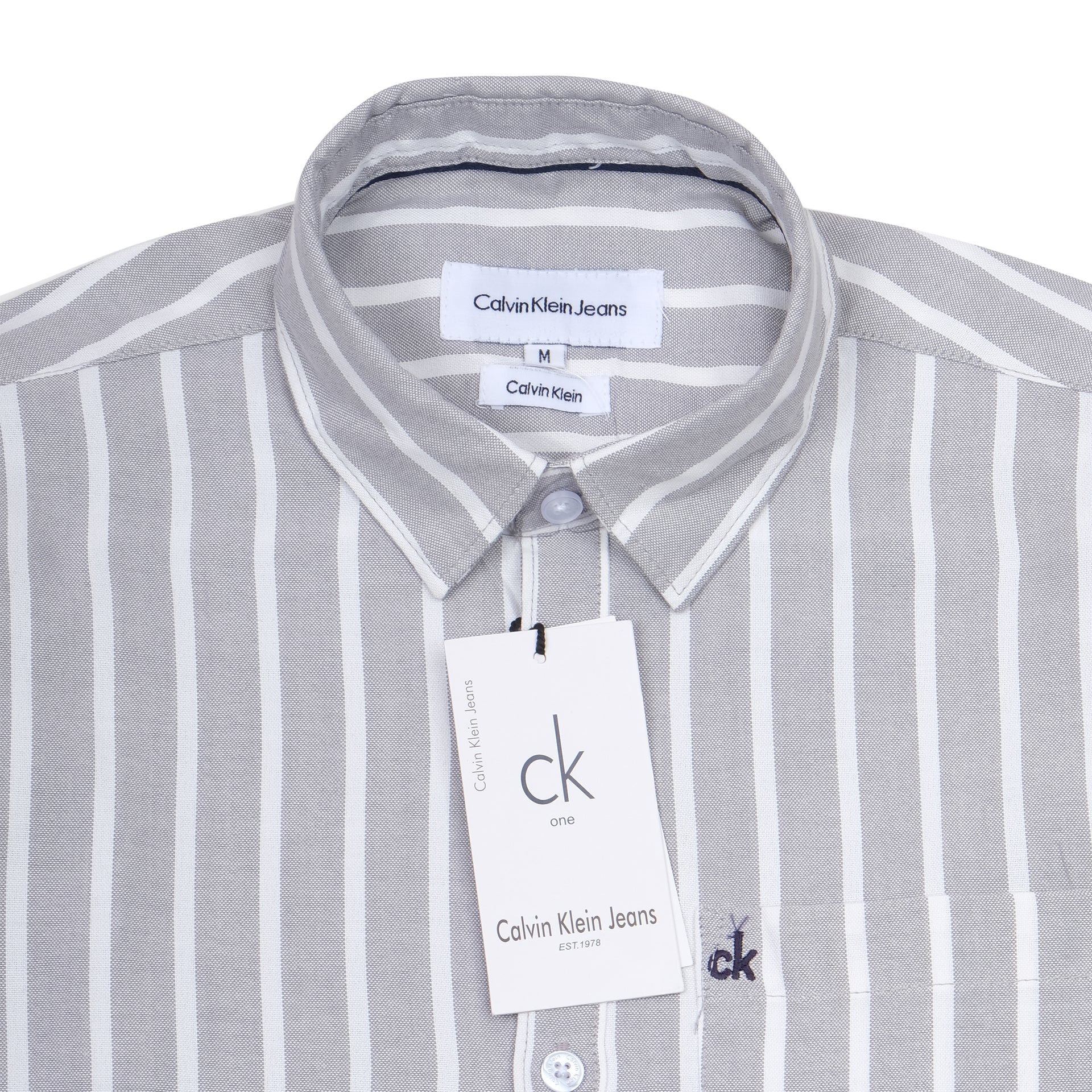 CALVIN KLEIN Silver Mist Slim Fit Long Sleeve Button-Up Shirt