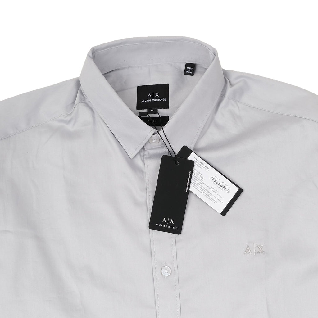 A|X ARMANI EXCHANGE Silver Mist Classic Fit Long Sleeve Cotton Shirt