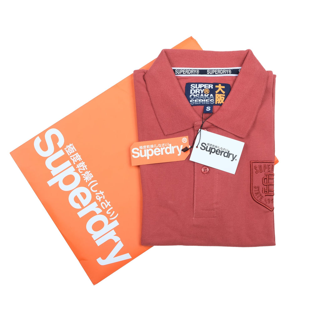 SUPERDRY Crimson Blaze Classic Fit Sport Polo with Navy Accent