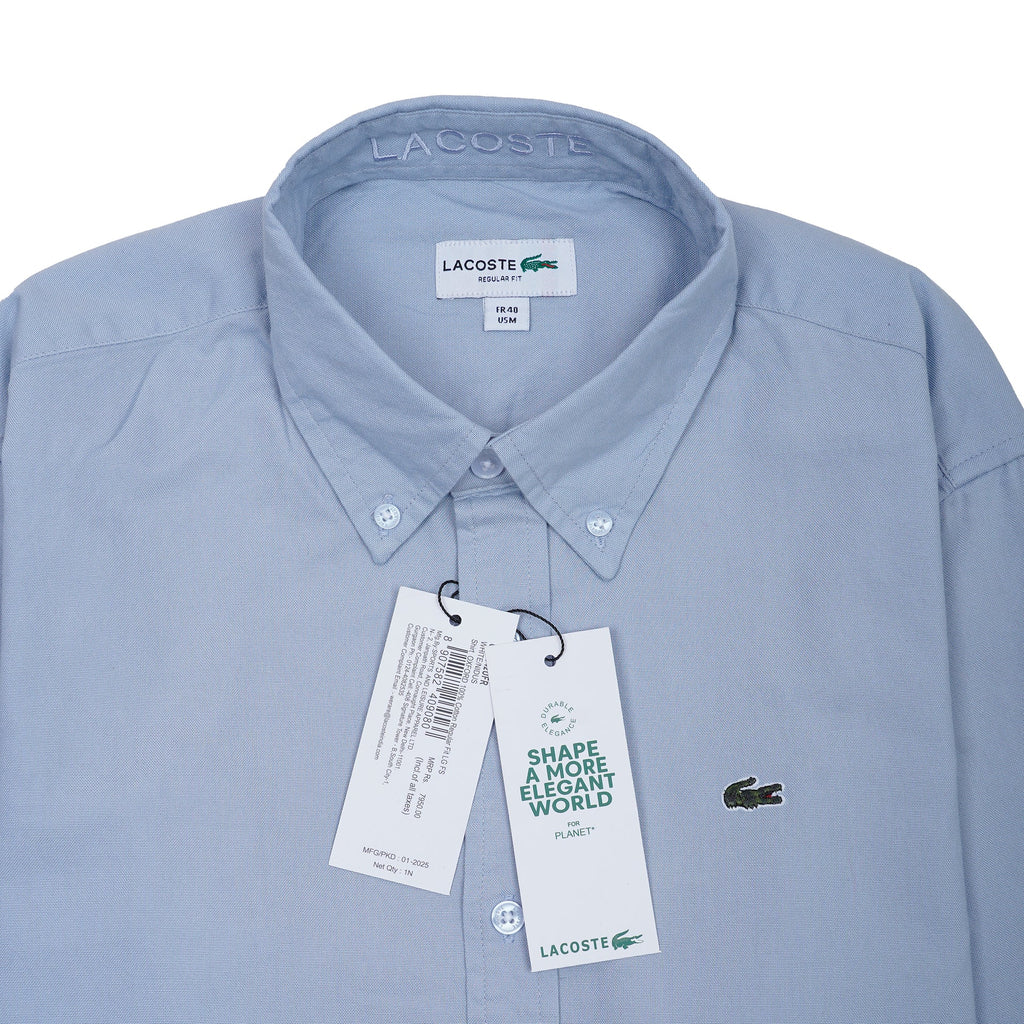 LACOSTE Opulent Azure Tailored Fit Long Sleeve Button-Up Shirt