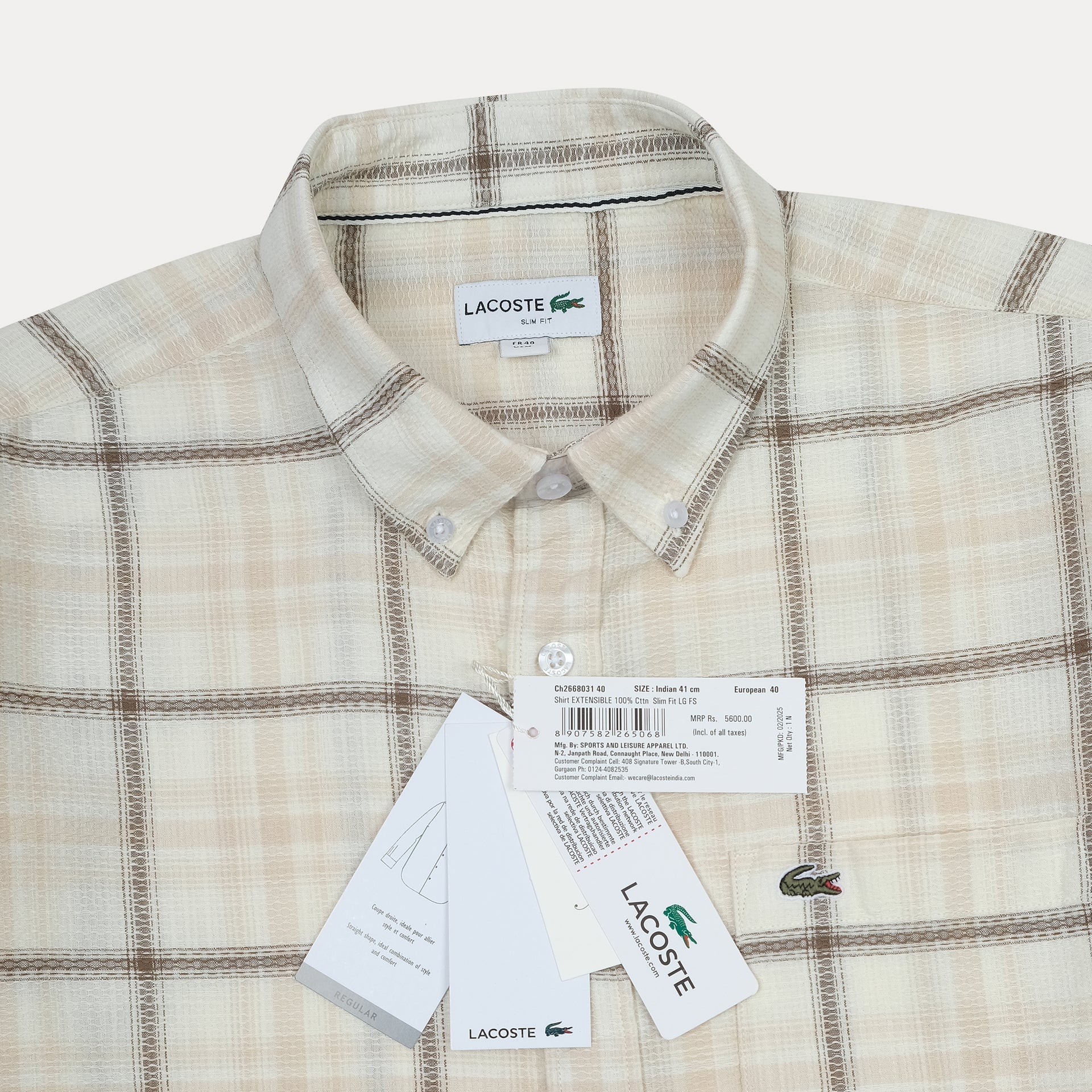 Lacoste Classic Fit Plaid Button-Up Shirt